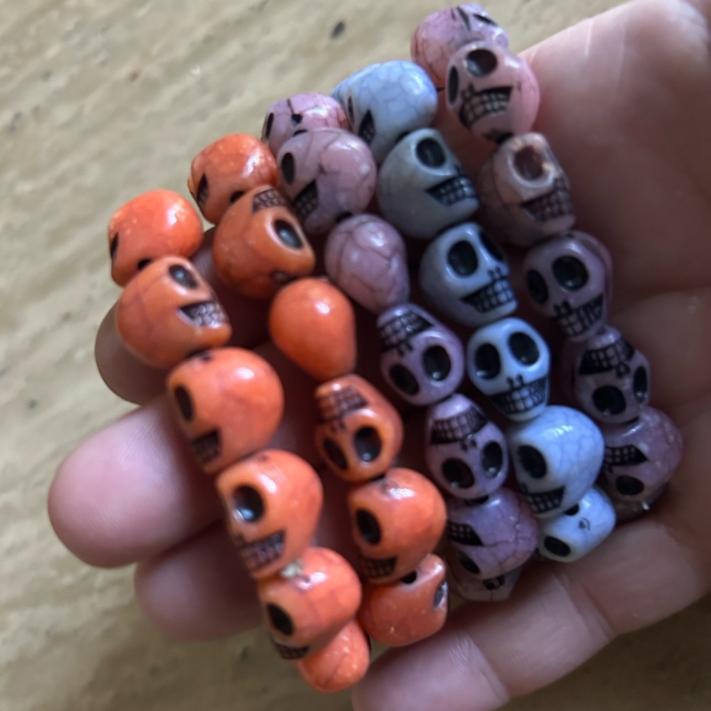 New Skull Bead Stretch Bracelets - assorted colors 5 for $12 ($2.40 each)